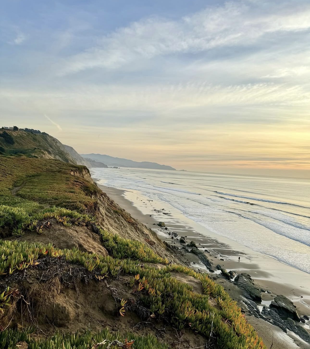 Coastal cliff at sunset